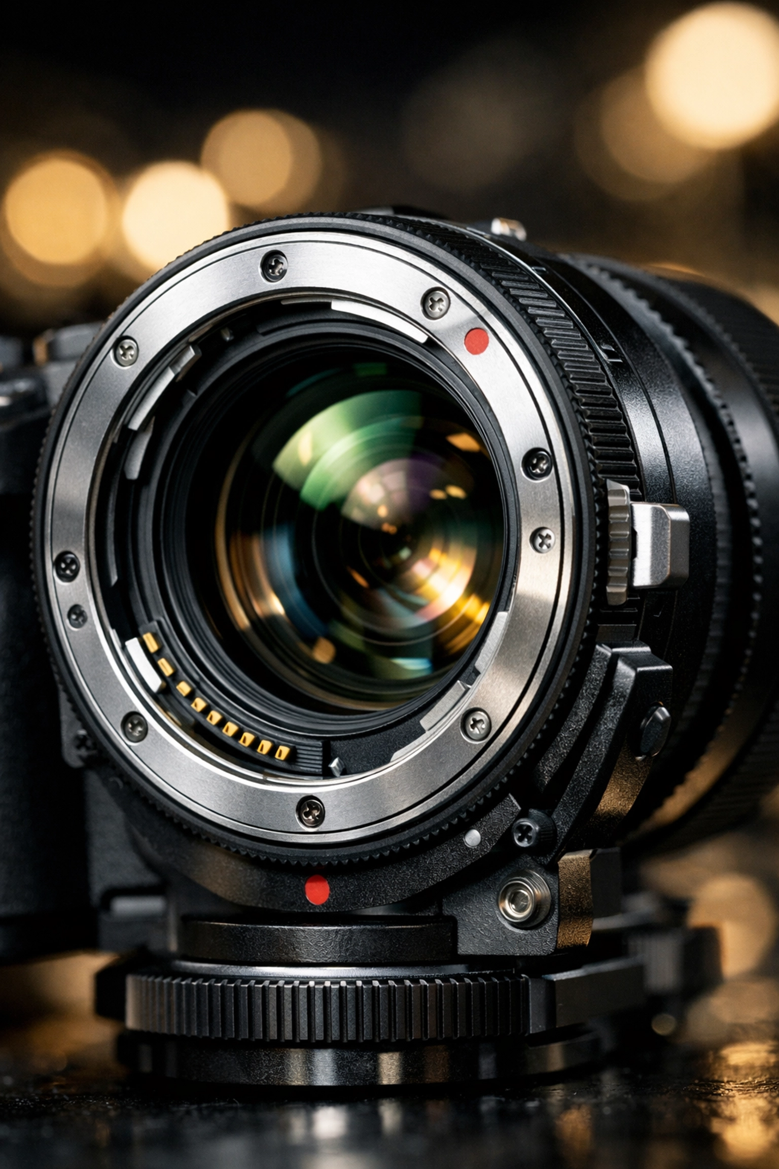 Detailed close-up of a professional camera lens and adapter used for high-quality, creative photography work.