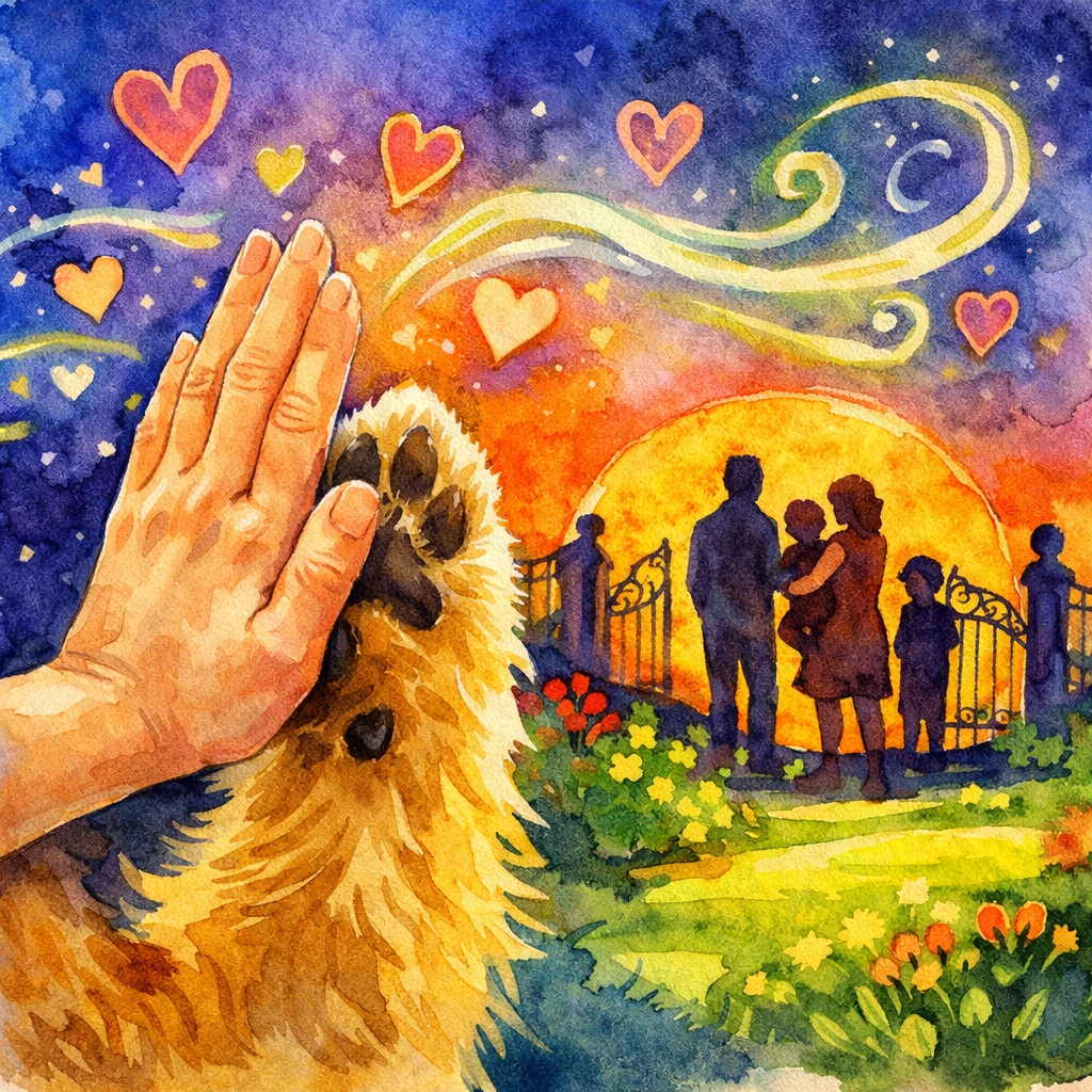 A foster dog high-fiving a volunteer as they prepare for a successful dog adoption.