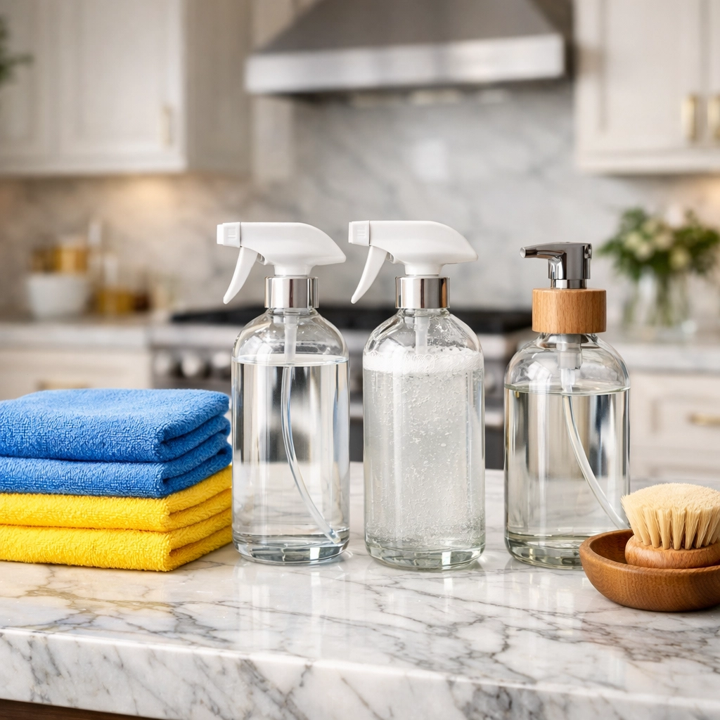 Eco-friendly house cleaning tools and non-toxic supplies for luxury estate maintenance in Weston.