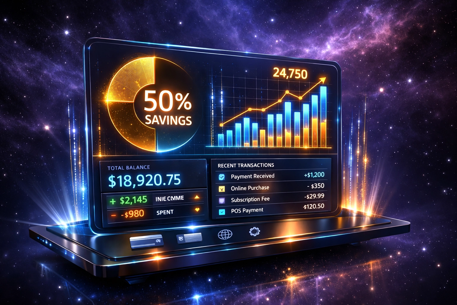 Crypto payment dashboard showing 50% merchant fee savings with Larecoin vs traditional processors