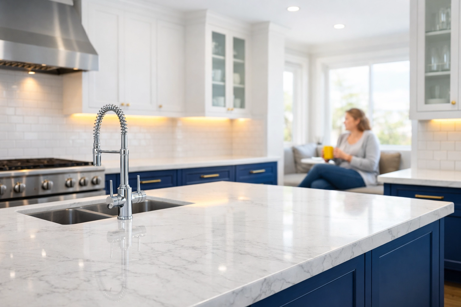 A Ninja-clean luxury kitchen in Lunenburg highlighting the benefits of professional house cleaning services near me.