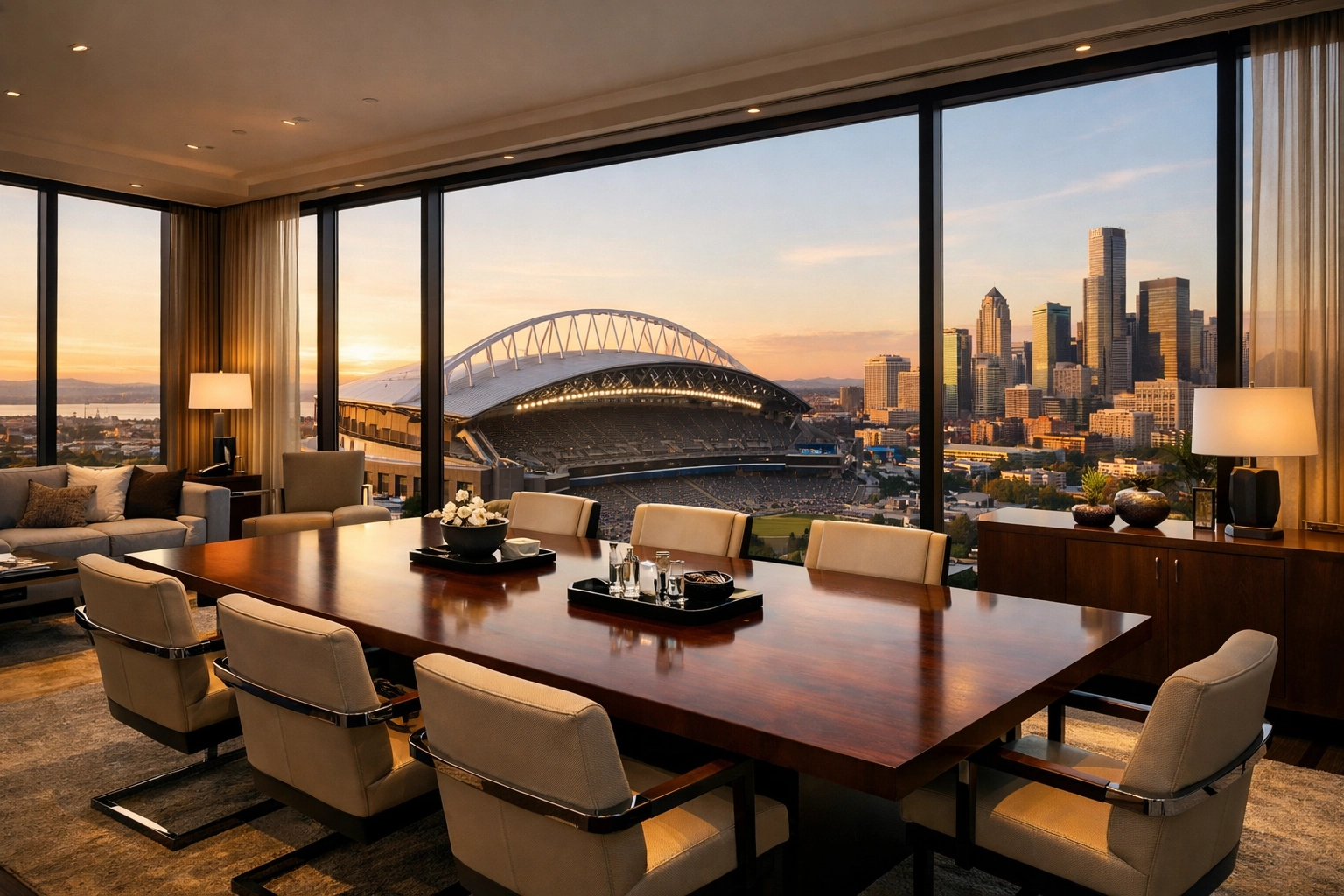 Looking For a Super Bowl Branding Edge? Here Are 10 Things You Should Know About VIP Travel Premium hotel penthouse suite with stadium views for strategic Super Bowl corporate hospitality.