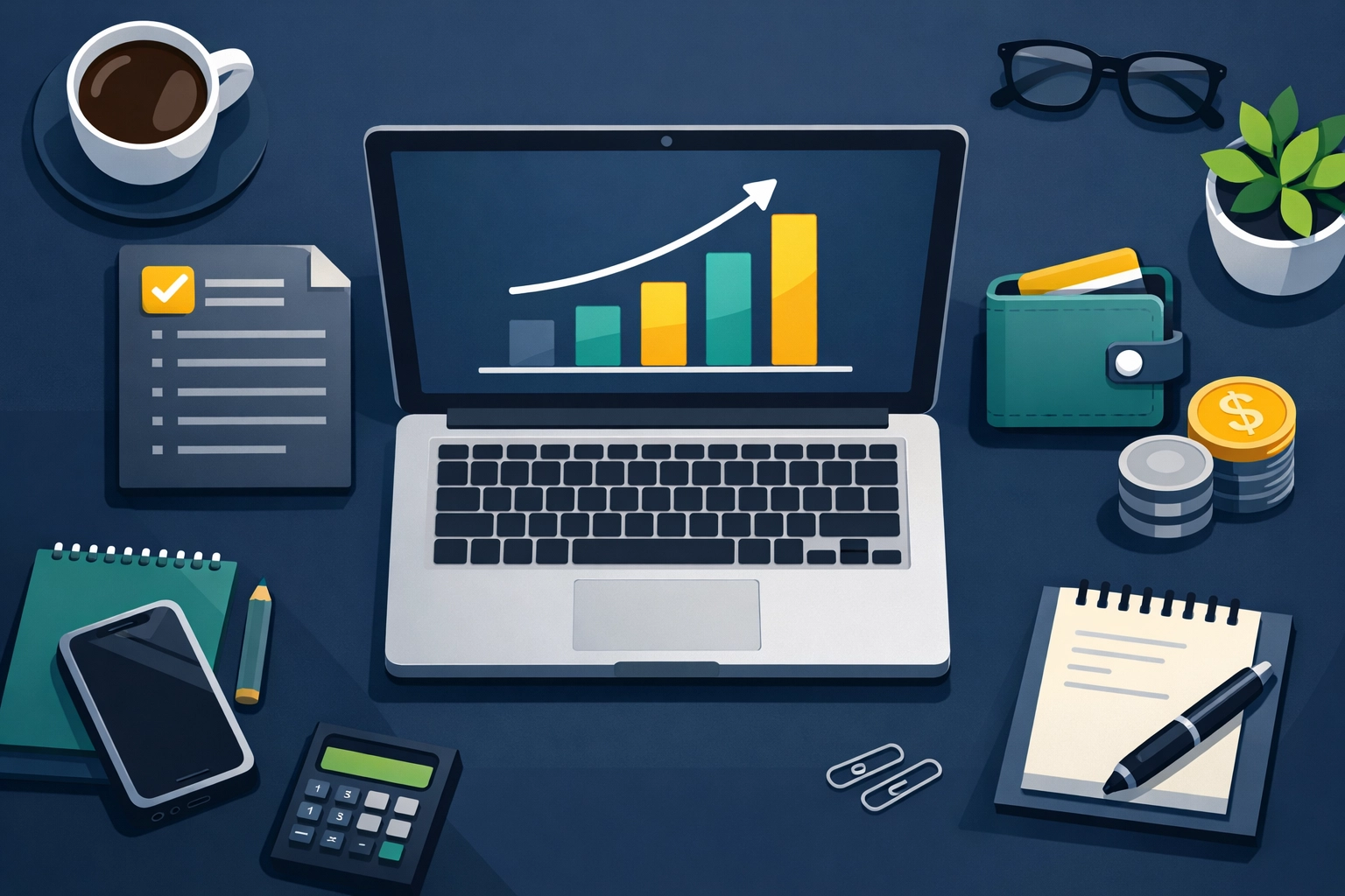 Organized digital workspace with income icons and forms for 2026 tax preparation in New Haven.