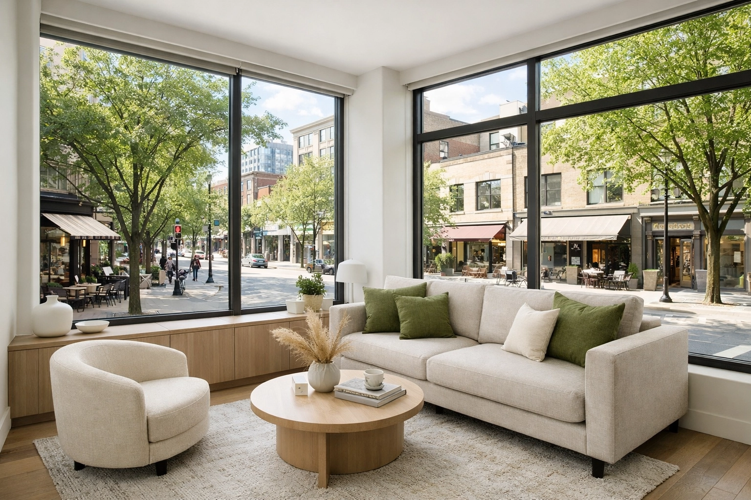 Modern compact living space with urban views in North Suburbs condo or townhome