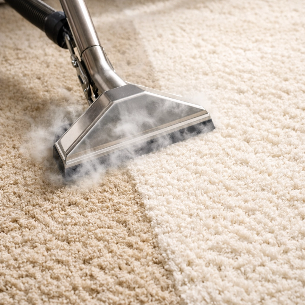 Professional deep steam carpet cleaning in a Greenwich CT home to protect flooring investment.