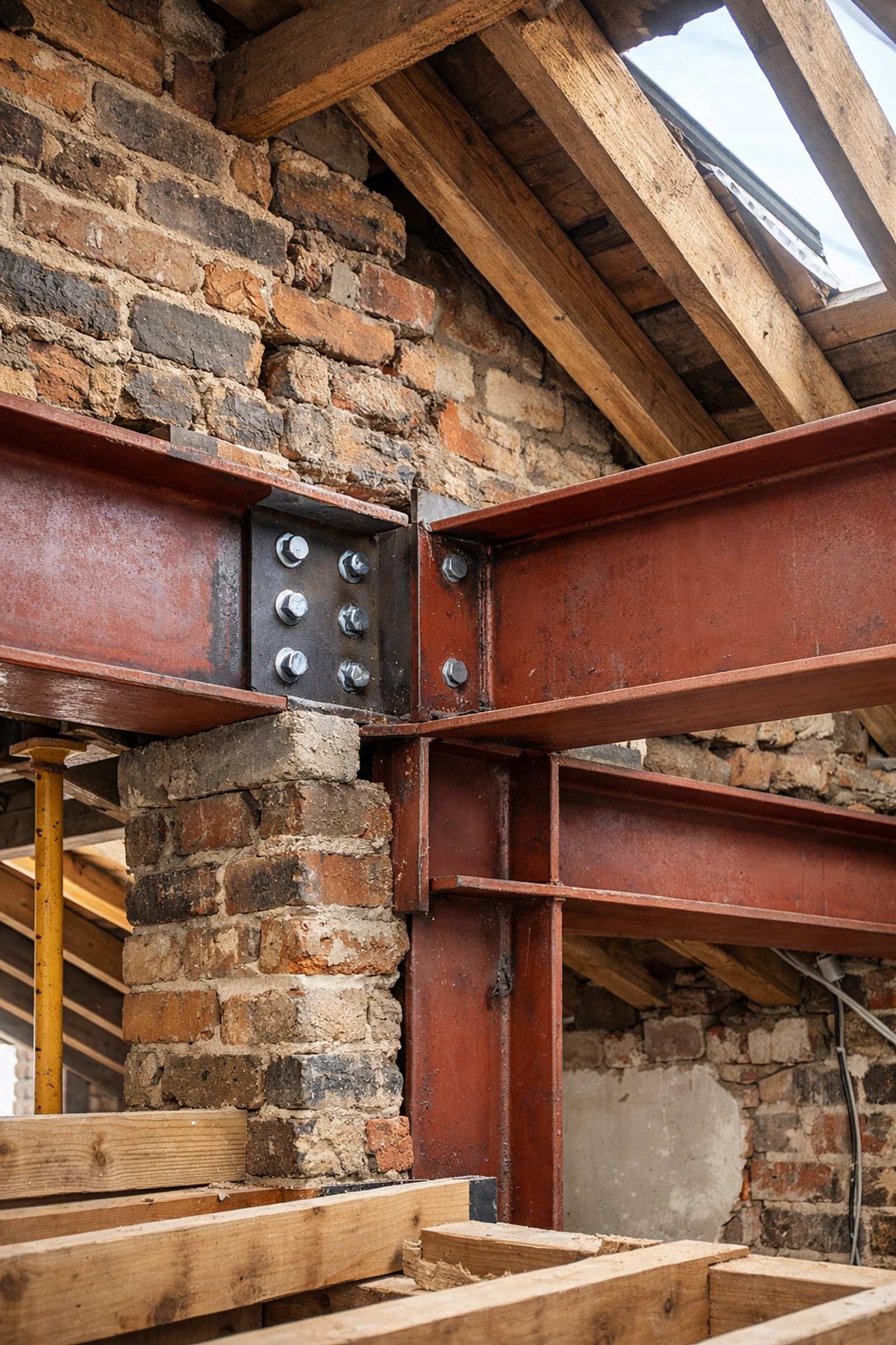 Steel RSJ beam installation during London Victorian terraced house loft conversion