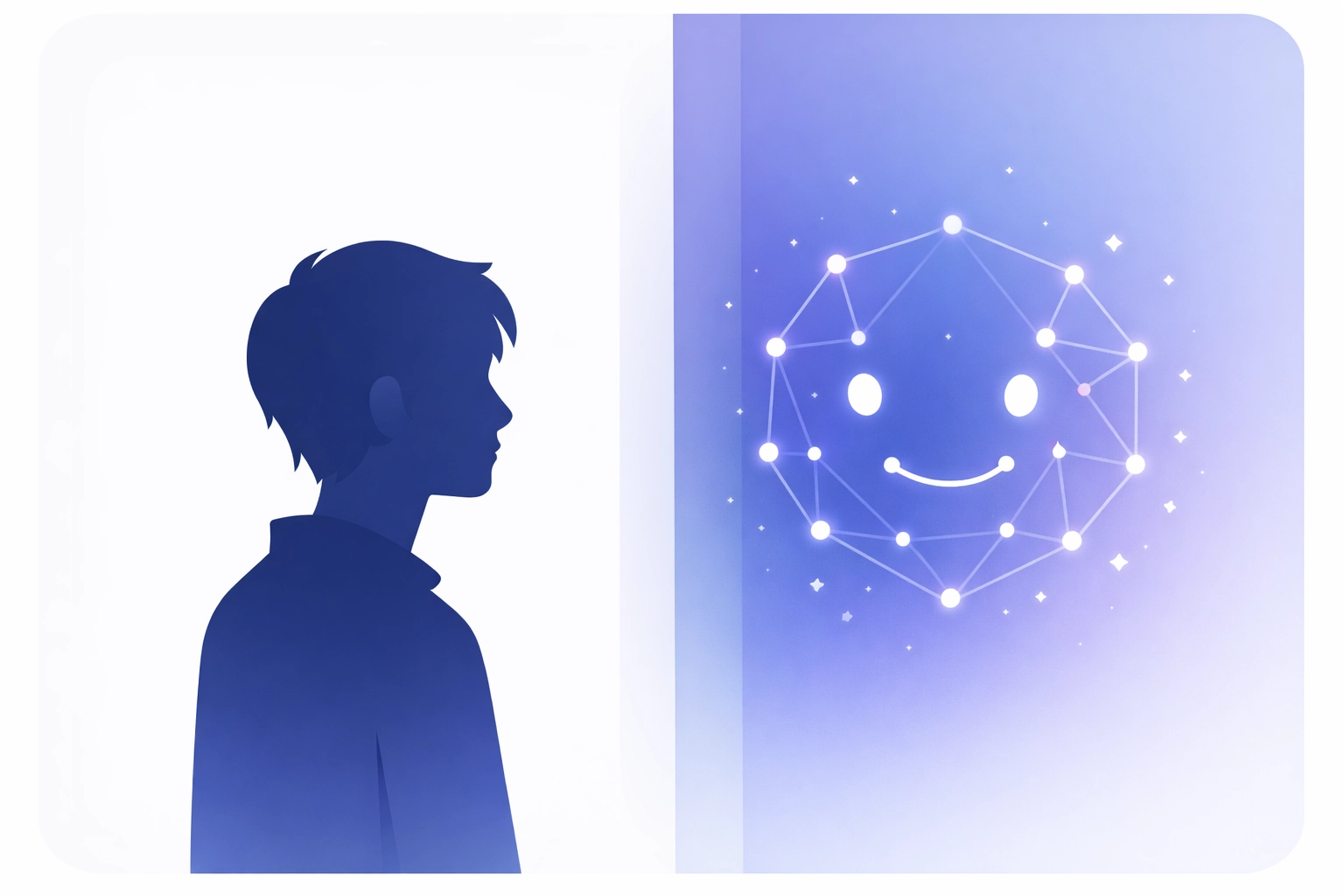 A child interacting with an AI reflection, representing human-AI psychological safety and duty of care.