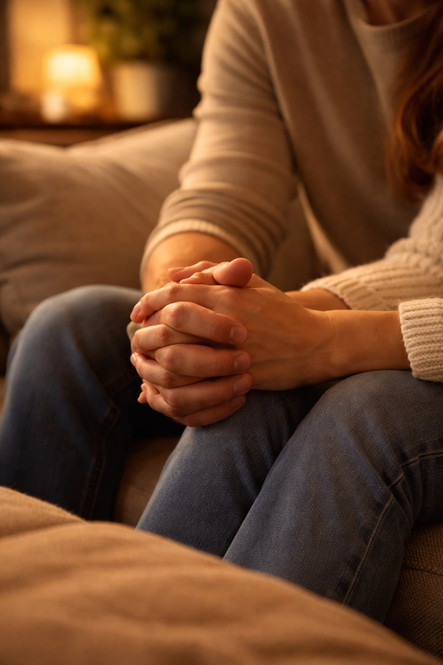 Közeli kép egy támogatóan egymást fogó párról, akik együtt néznek szembe a merevedési zavarral.