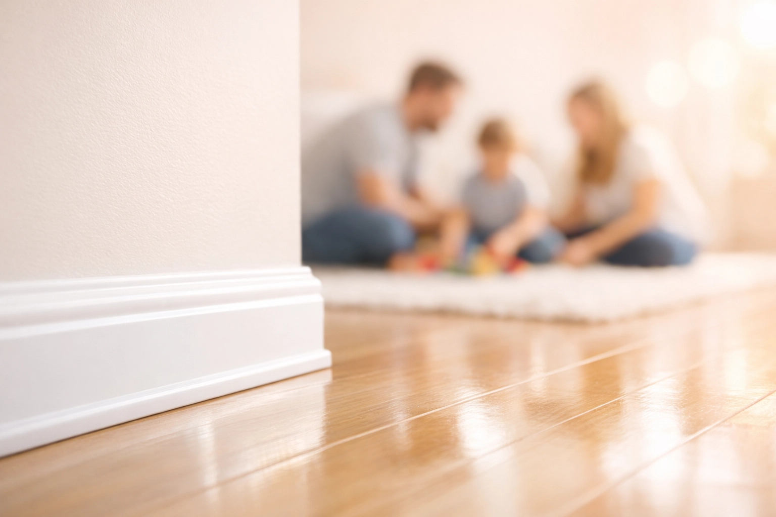 Polished hardwood floors and clean baseboards by a professional deep cleaning service in Cedar Falls.