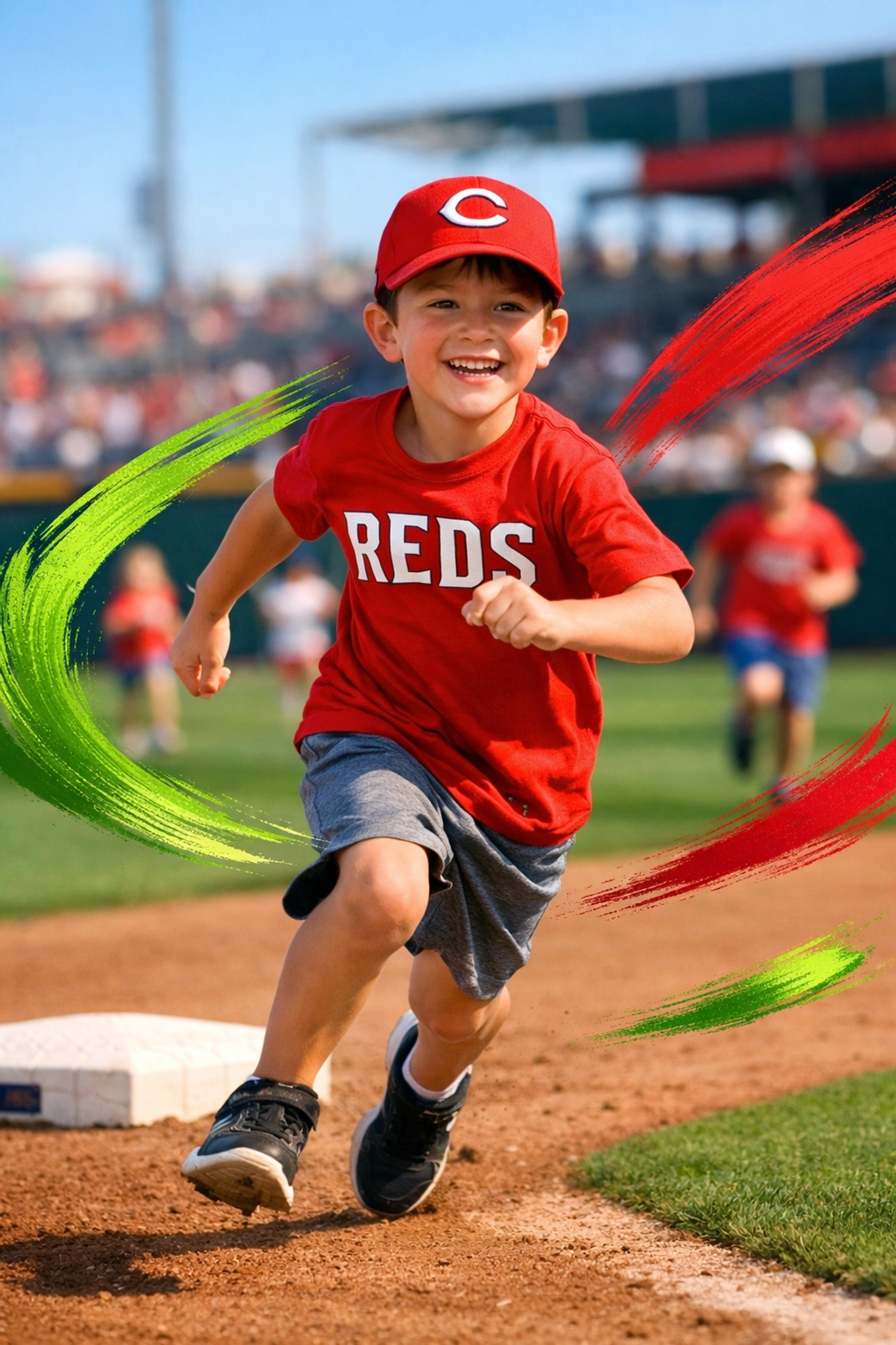 Child running bases at Goodyear Ballpark Kids Run the Bases event