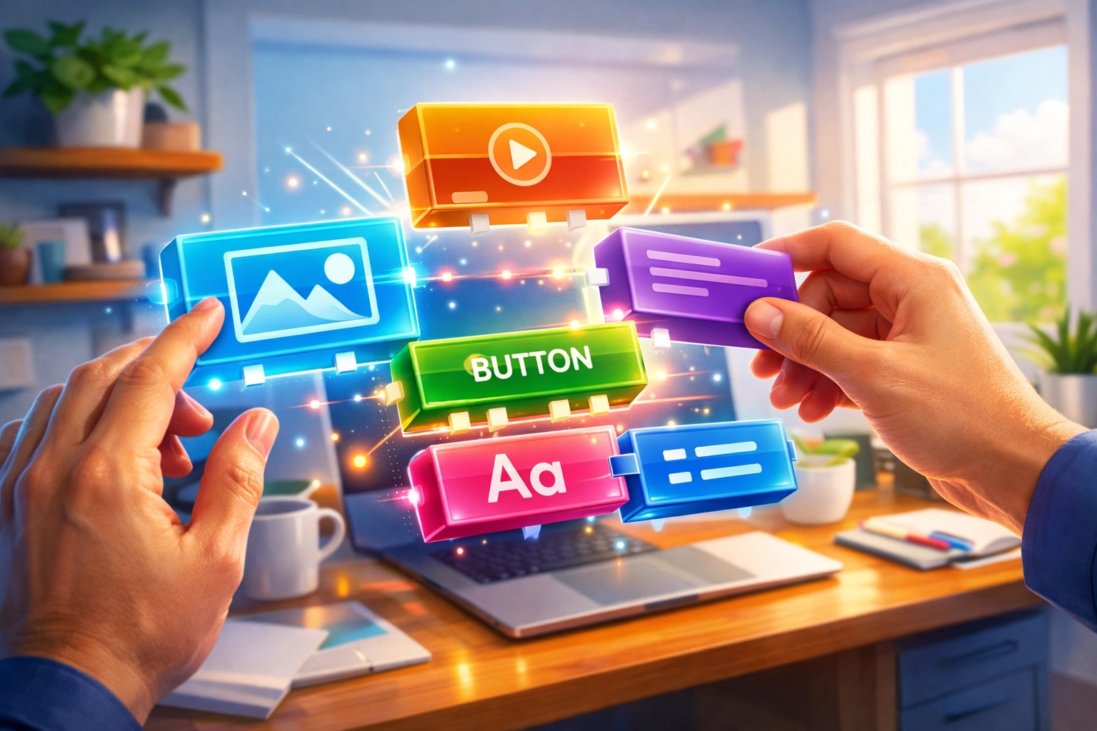 Business owner using a visual drag-and-drop editor for easy Kennewick website management.