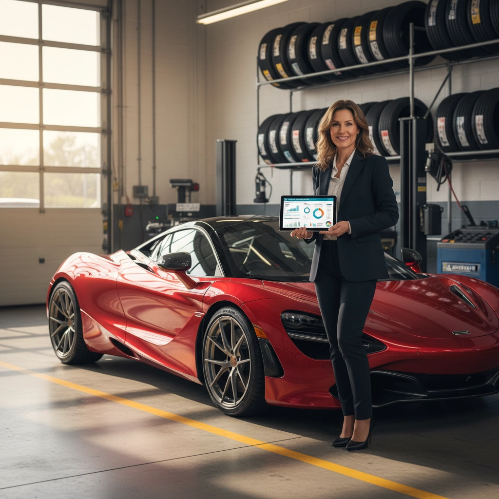 Businesswoman in Auto Repair Shop