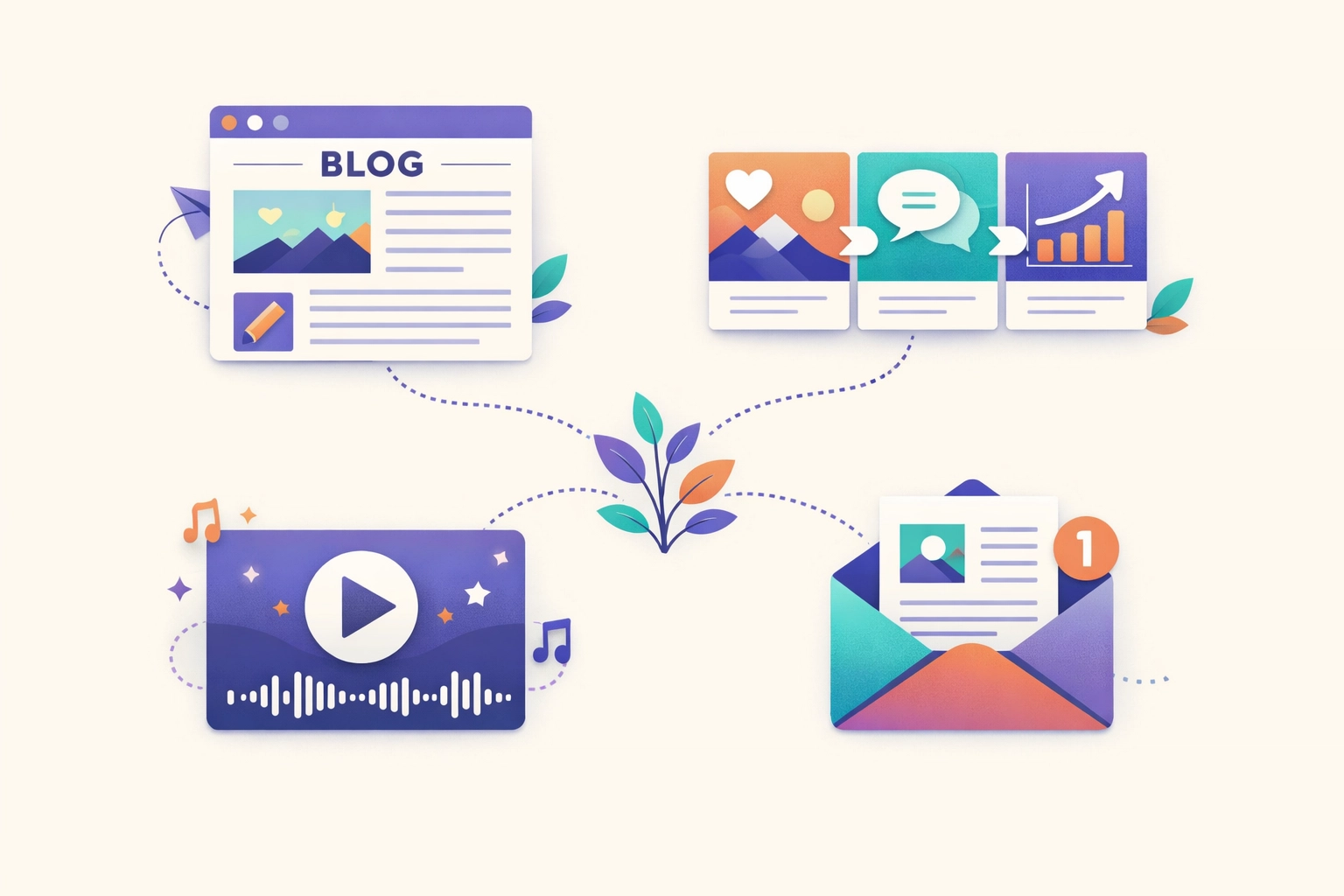 Four content formats - blog, social media, video, newsletter - from one sermon