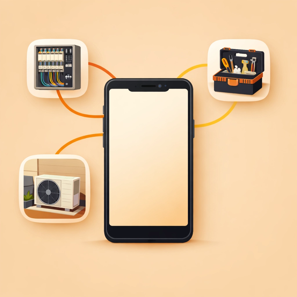 Contractor job app automatically organizing project photos into a professional photo timeline app.
