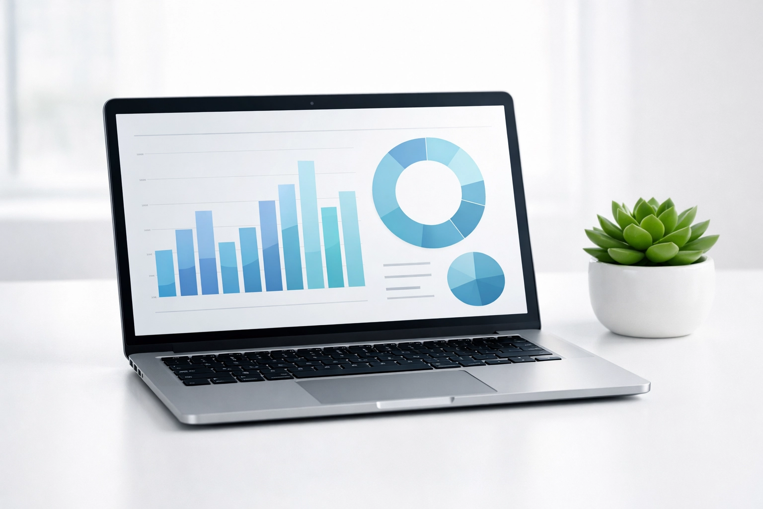 Clean financial dashboard on a laptop, perfect for small businesses looking for a local bookkeeper near me.