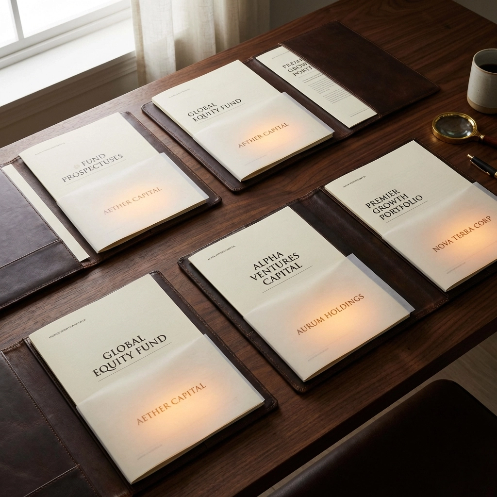 Overlapping investment documents on desk illustrate hidden portfolio duplication and false diversification.