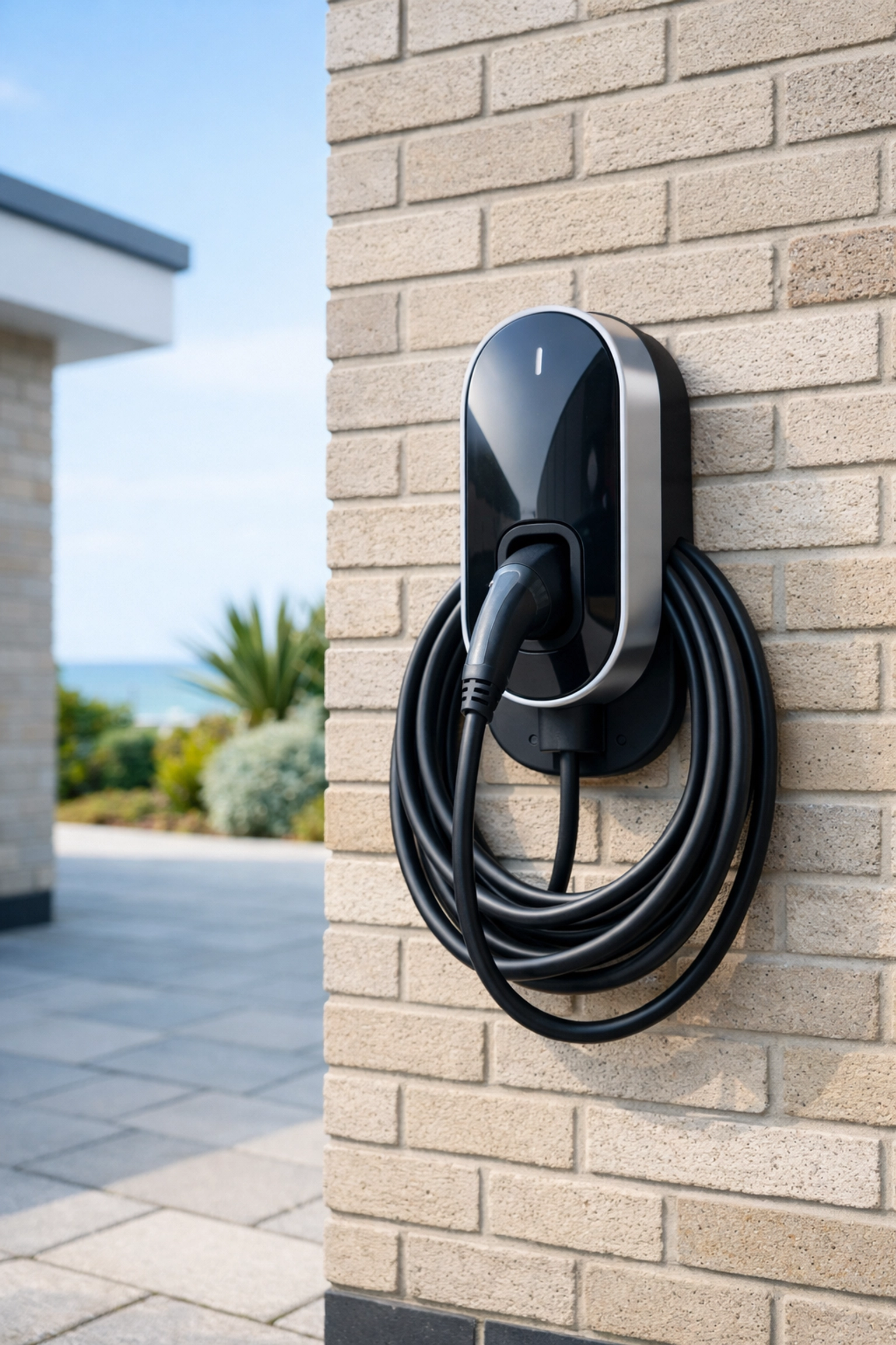 Sleek EV charger installation on a residential property in Bournemouth to enhance rental value.