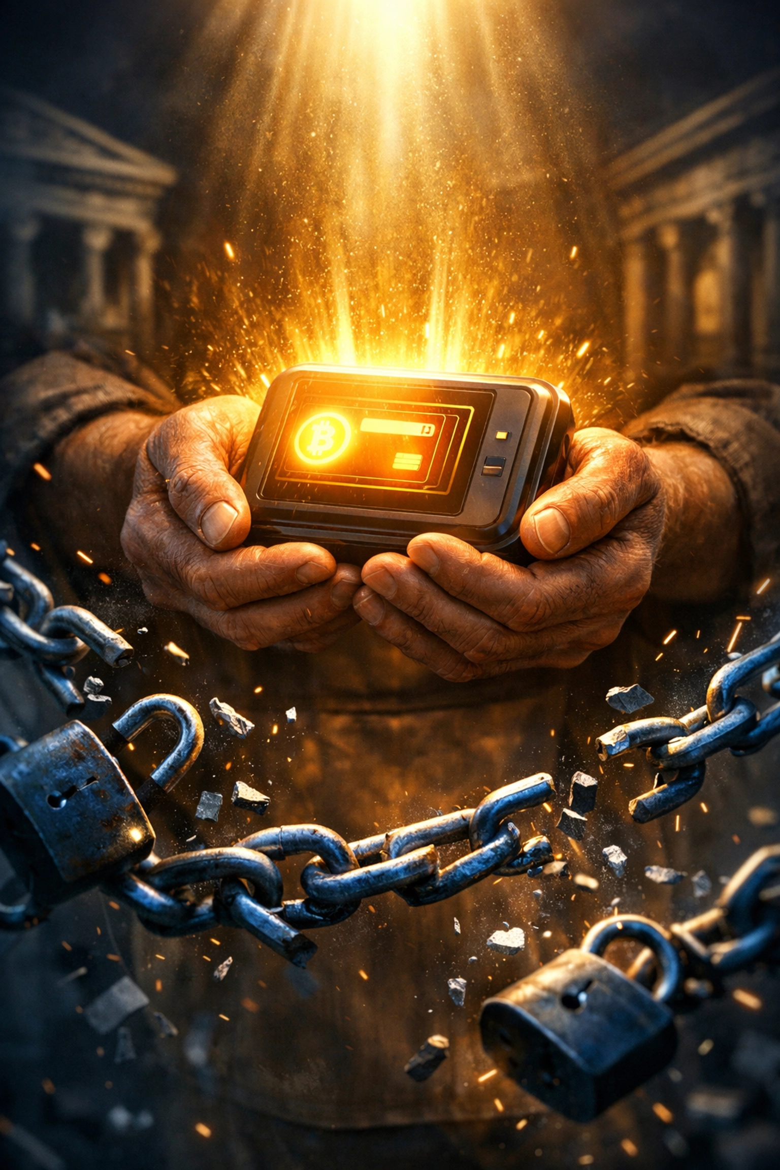 Merchant achieving financial freedom and independence with self-custody crypto wallet