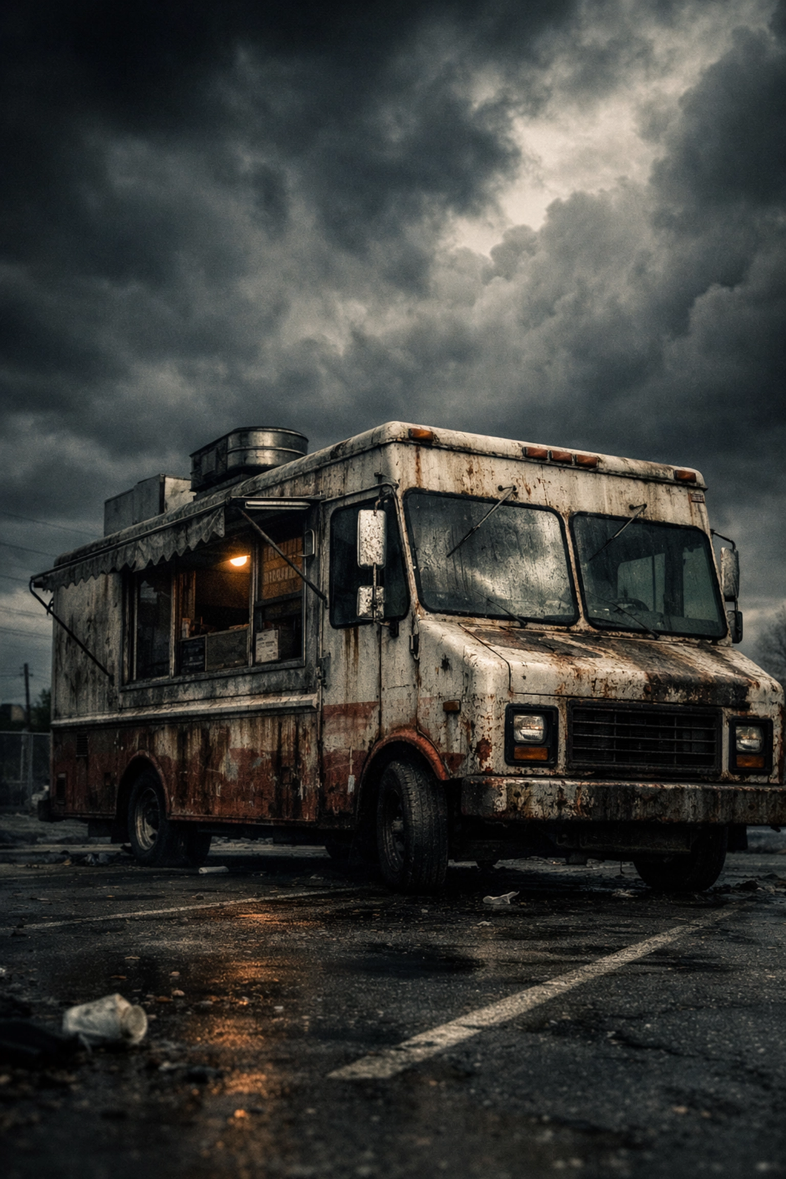 Neglected dirty food truck showing importance of regular cleaning and maintenance