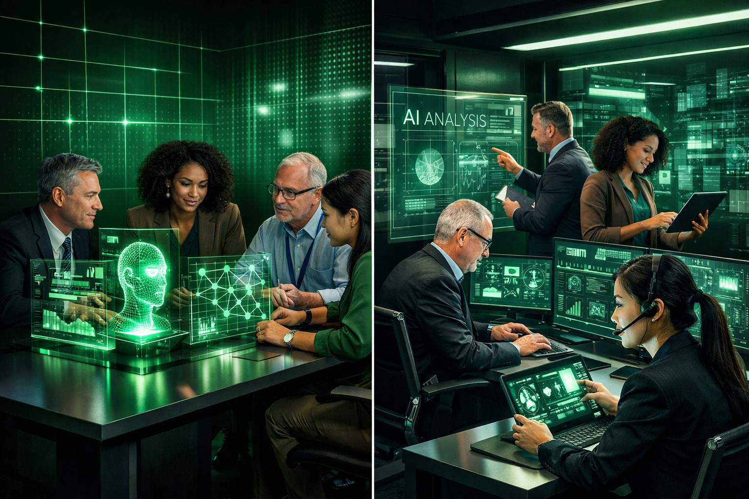 Government team collaborating on AI training and implementing automation solutions in workplace