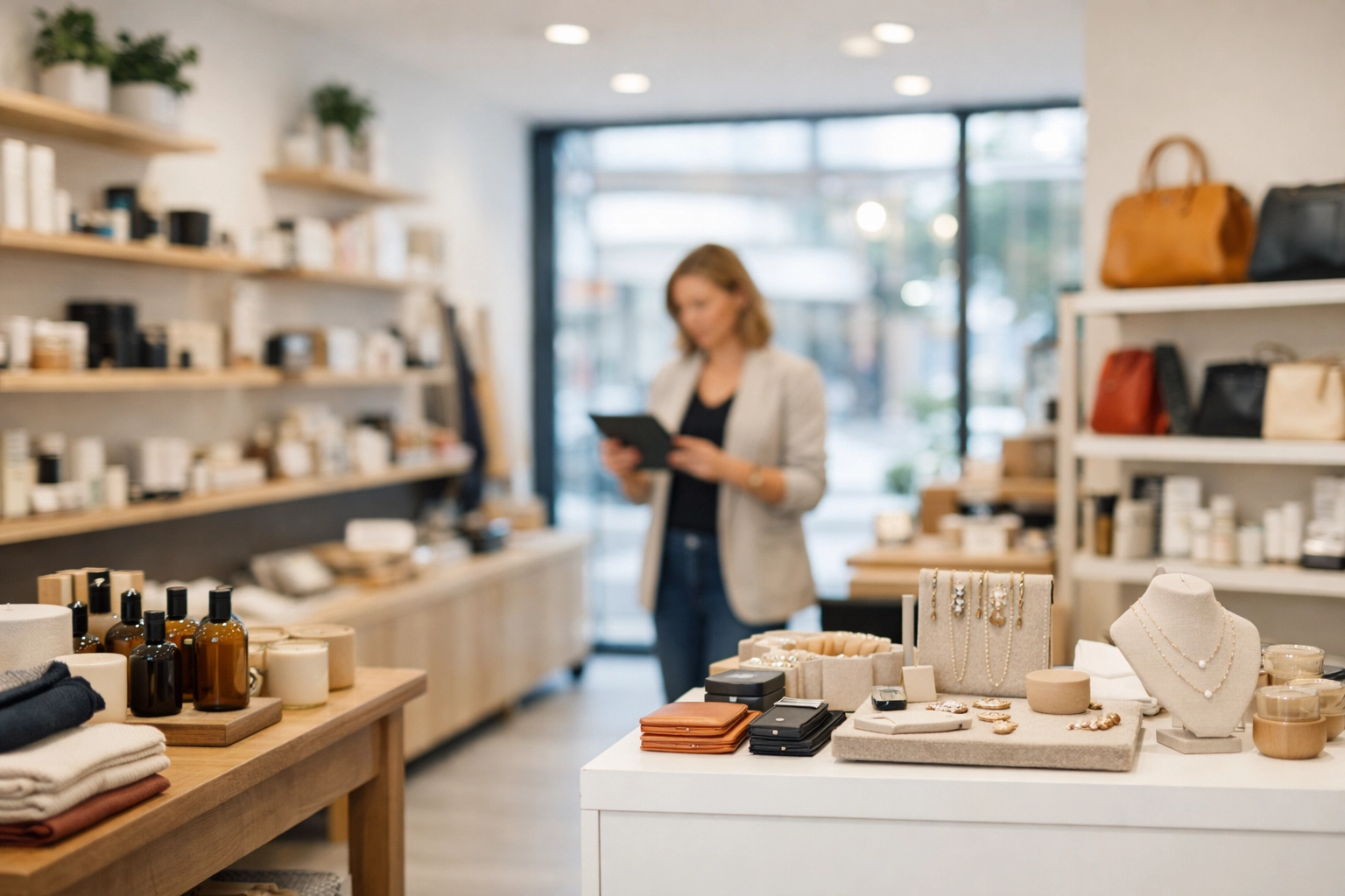 Well-lit independent retail shop interior highlighting professional shop insurance protection.