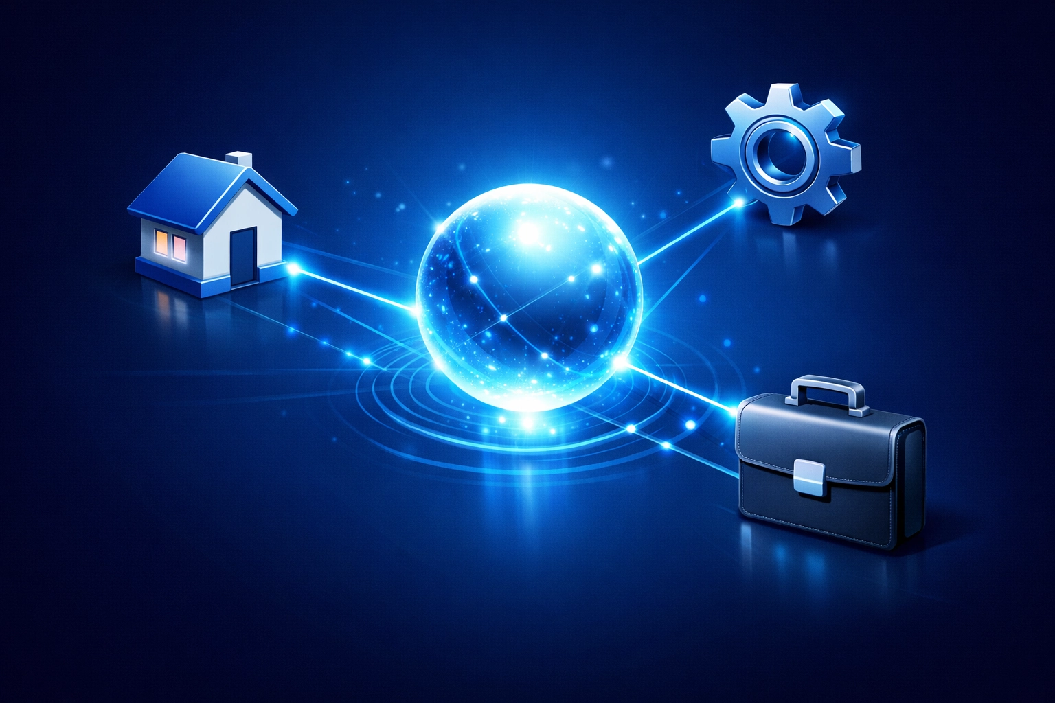 A central digital hub connecting managed services for various small business website needs.