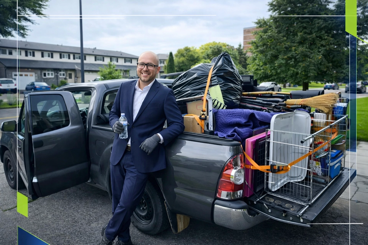 Why Ontario’s Landfill Crisis Will Change the Way You Handle Waste Roman, owner of Junk GTA, standing by his 2014 Toyota Tacoma loaded with junk for removal.