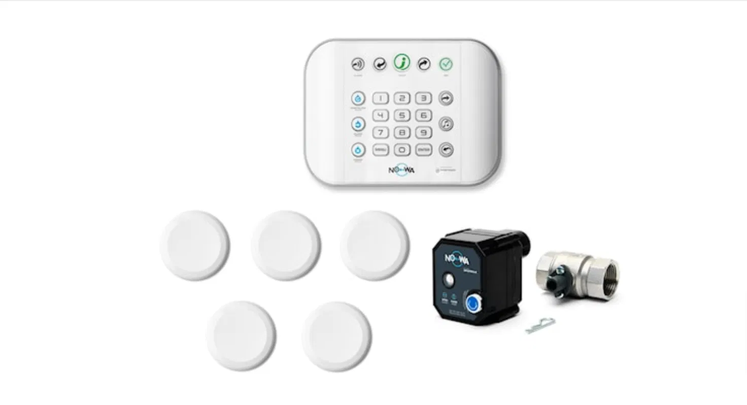 Leak Protection Kit featuring the Nowa main control panel and sensors