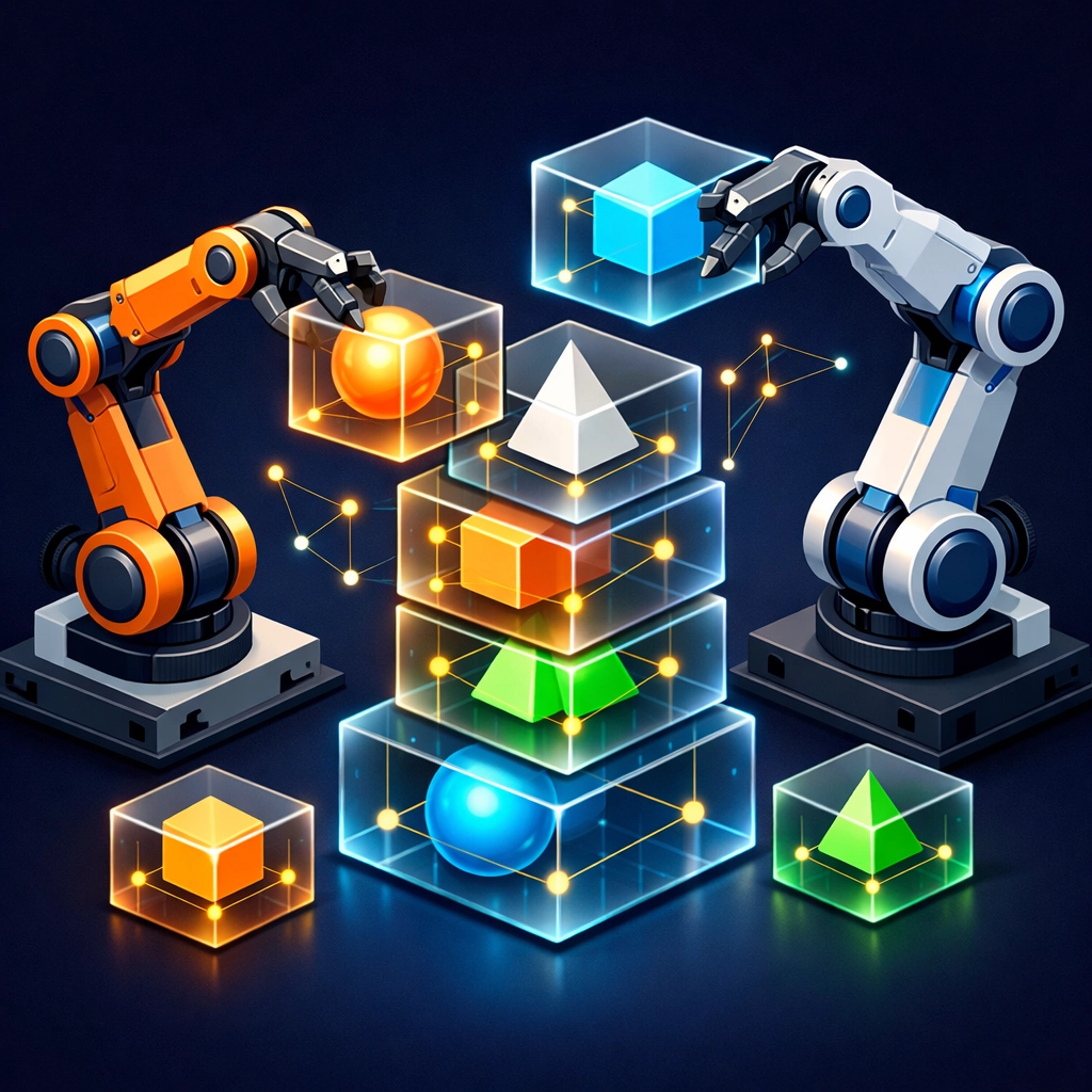 Structured blocks stacked together representing an organized content creation strategy and SEO content clusters.