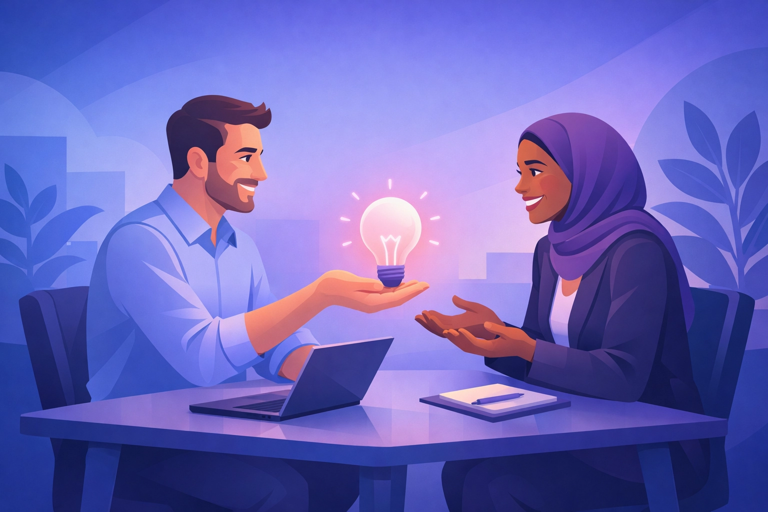 Two professionals sharing ideas and building authentic business networking connections through meaningful conversation.