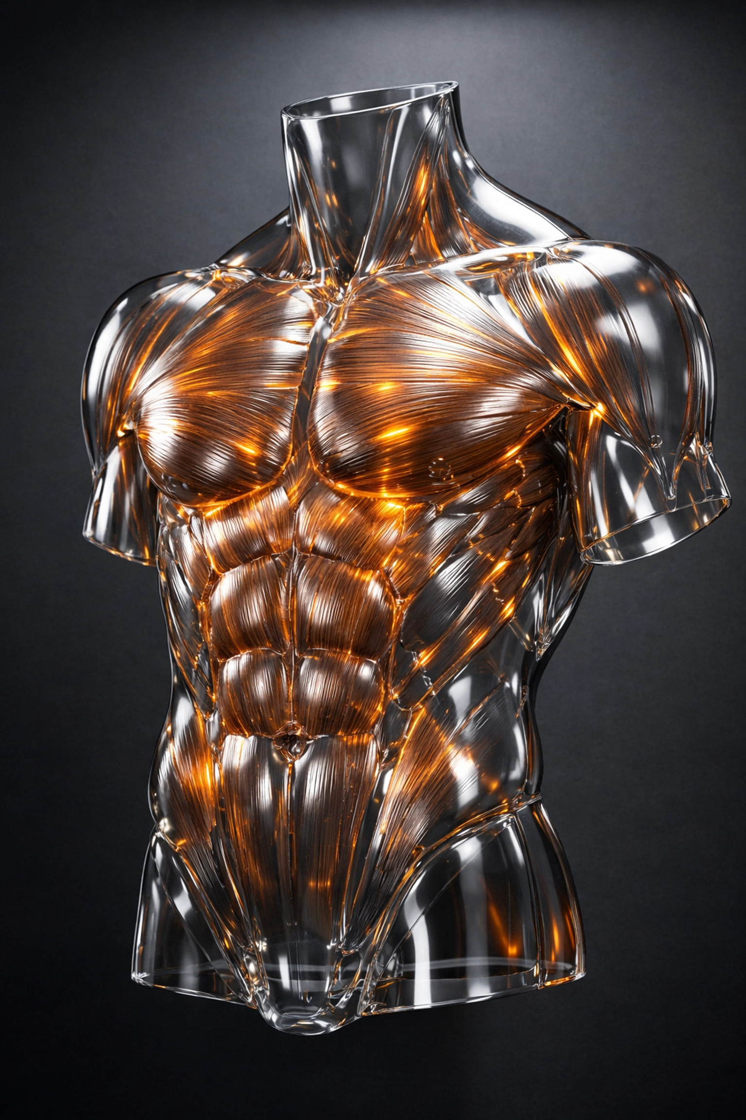 Anatomical model showing lean muscle preservation during retatrutide peptide metabolic research.