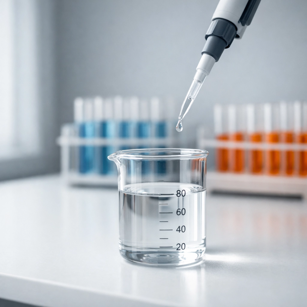 The Invisible Architect: Why the Brand Behind the Brand is Your Real Quality Guarantee 4 Laboratory testing beaker and pipette for ingredient quality control and verification