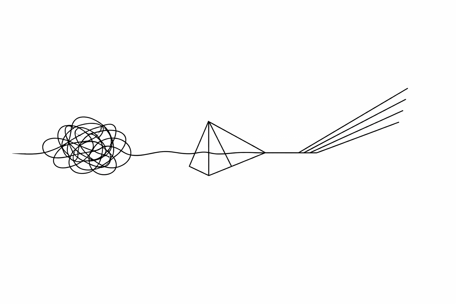 Minimalist line art showing the transition from organizational friction to strategic leadership team alignment.