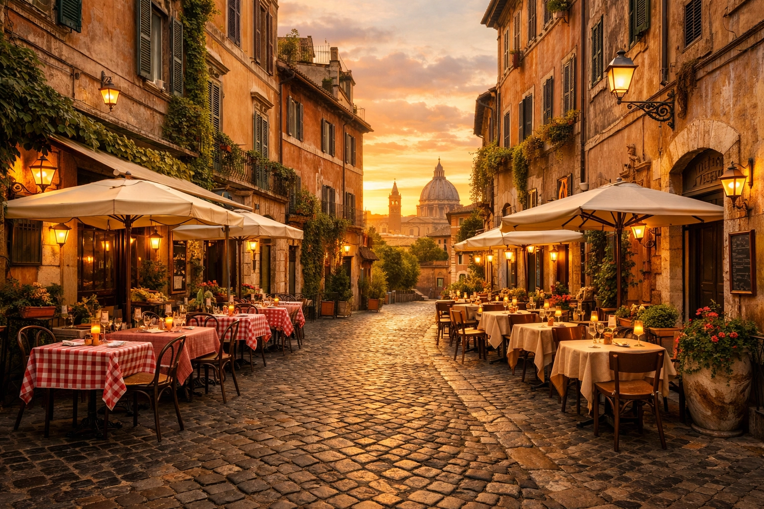 Scenic European city street view