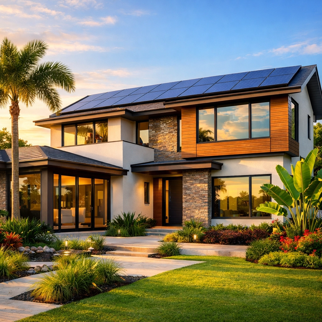 Energy-efficient Orlando home with solar panels and impact-resistant windows