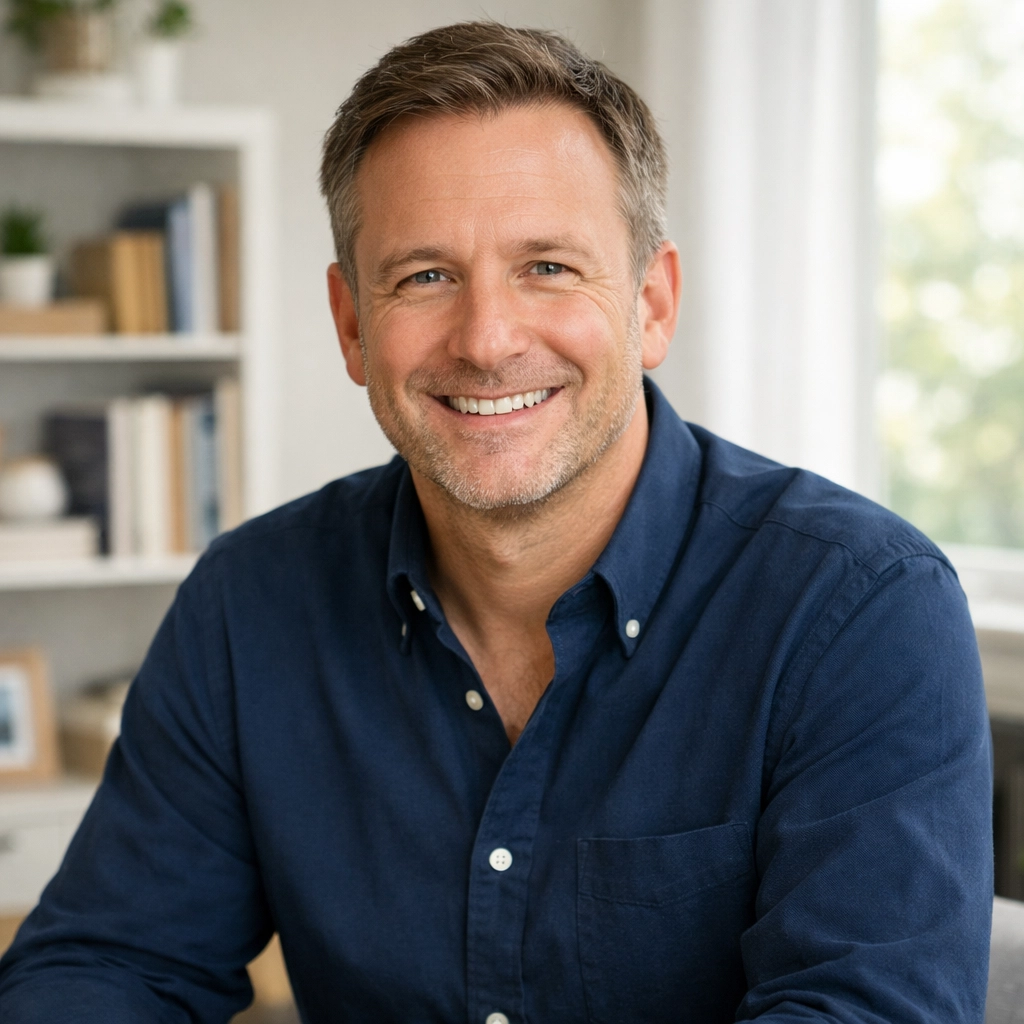 Independent life insurance agent Tim in a modern office providing expert guidance for clients.