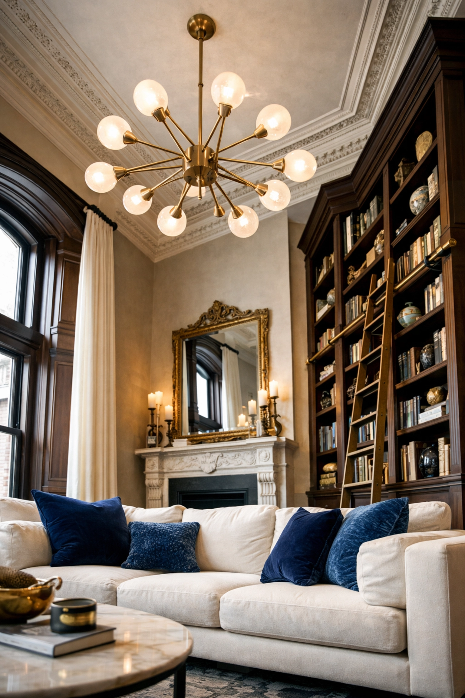 Luxury residential cleaning in a Boston home showing high-level dusting for Apartment Cleaning Massachusetts.