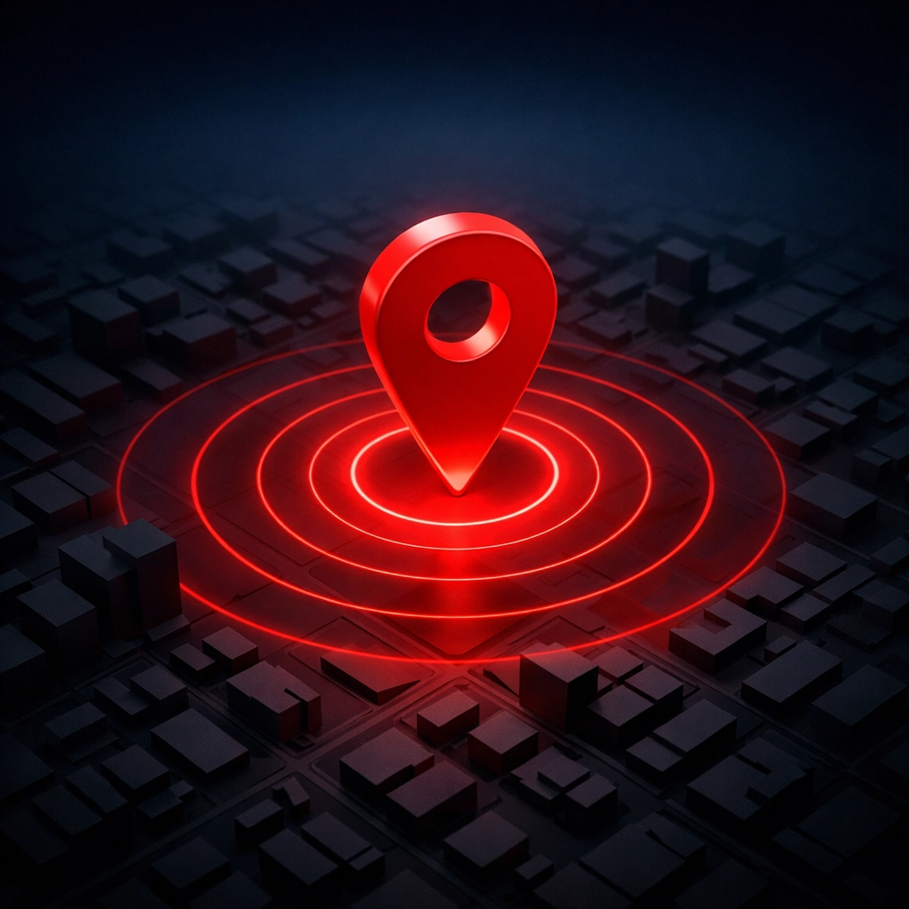 Local SEO optimization map with location pin for geo-targeted search results