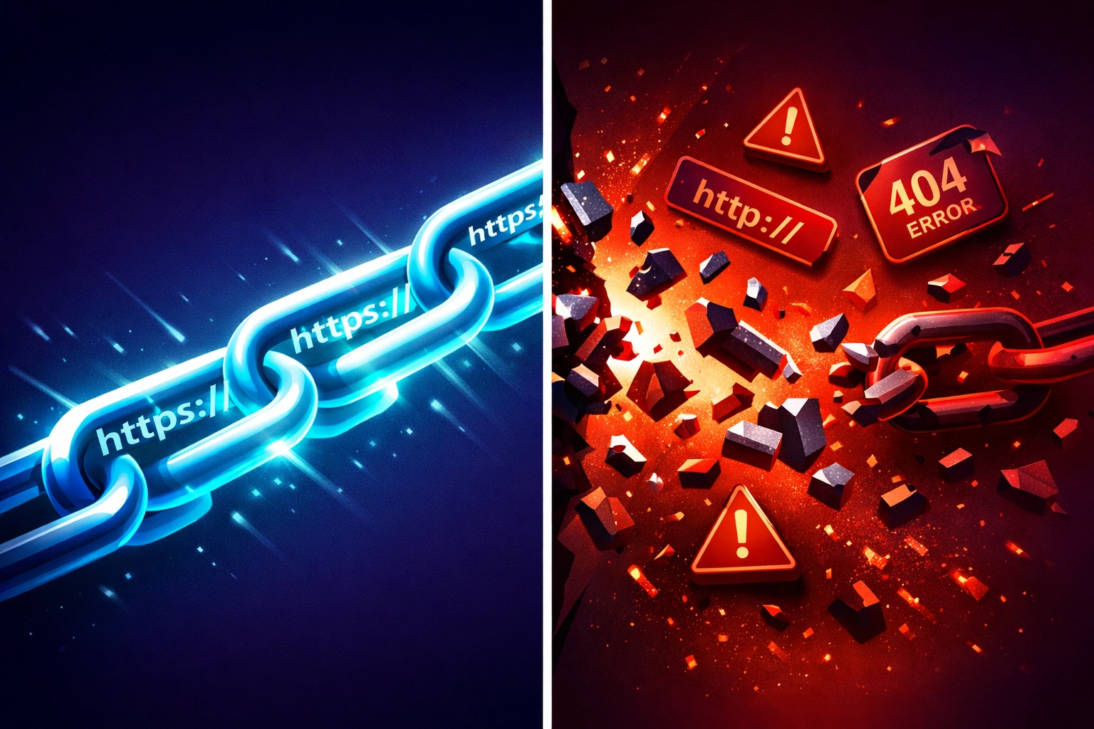 URL redirect chain breaking during website redesign causing 404 errors and lost SEO rankings