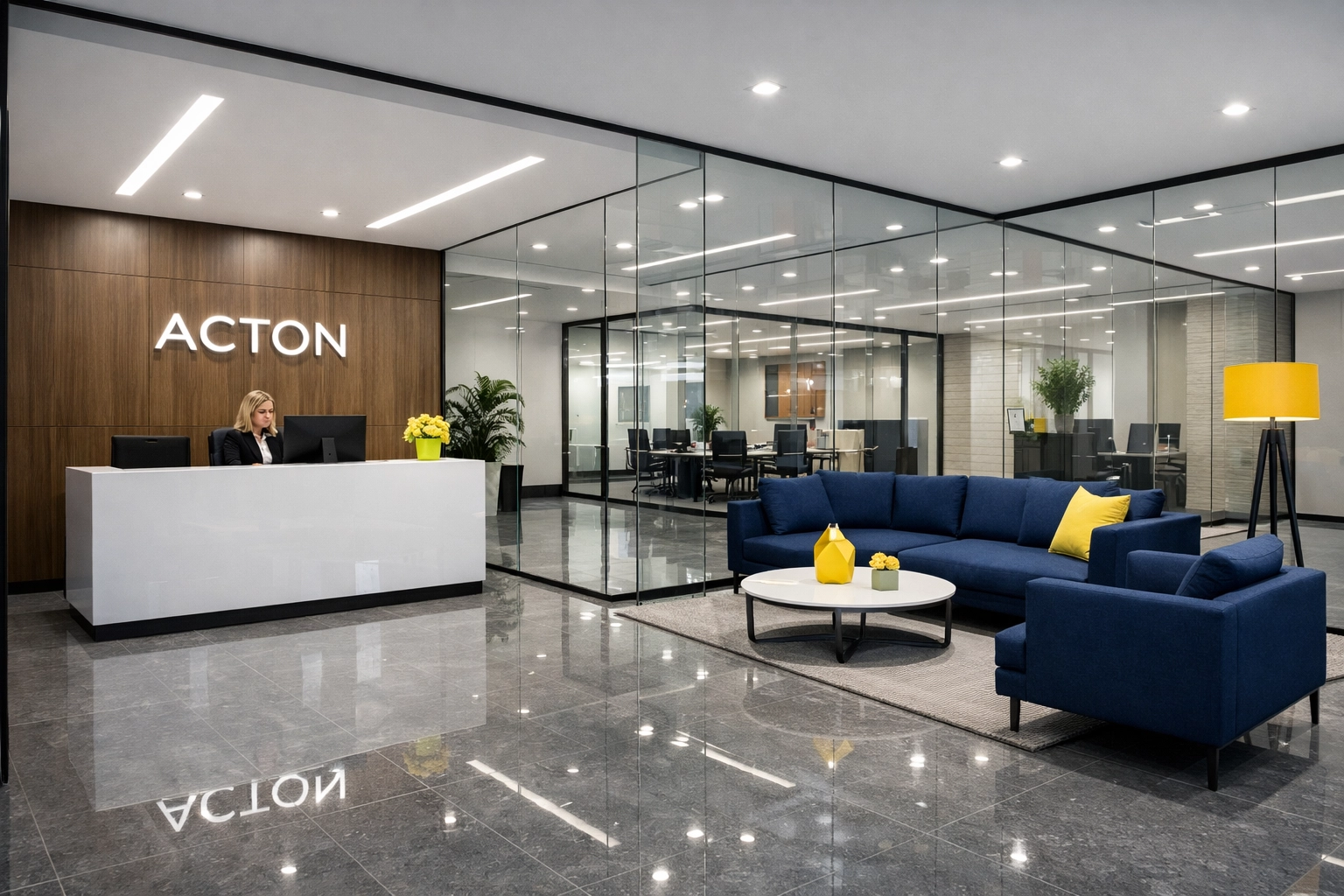 Impeccably sanitized commercial office space featuring deep cleaning in Acton MA for a healthy workspace.