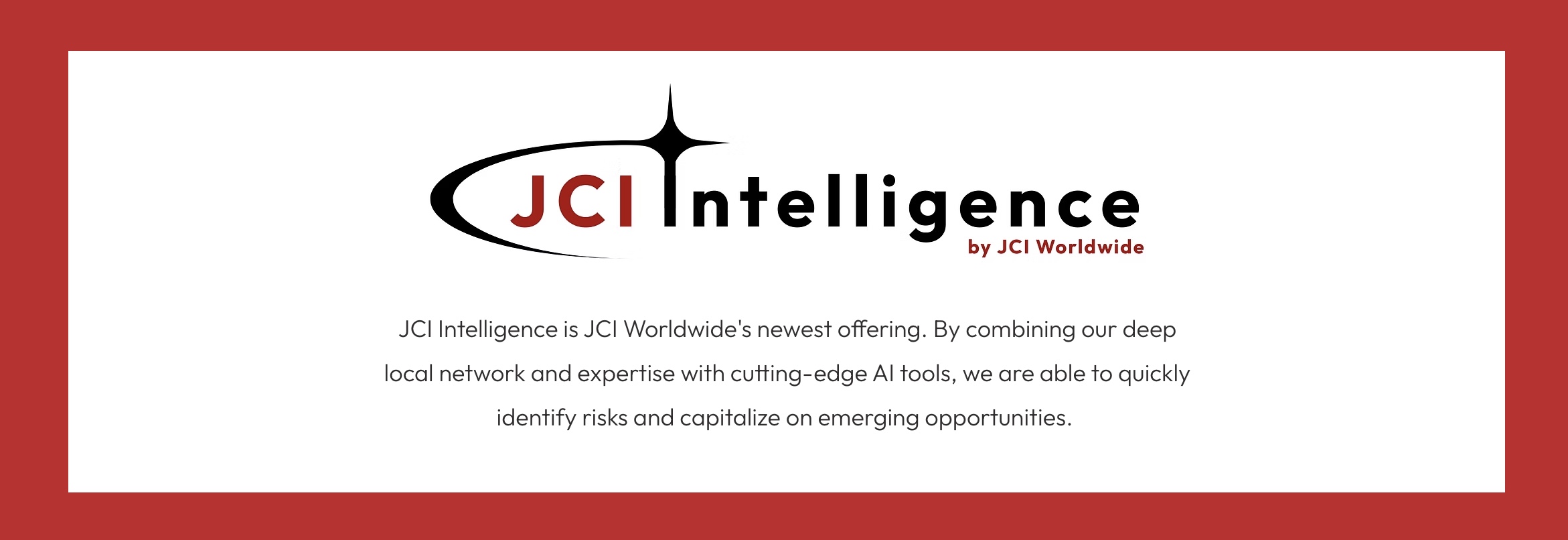 JCI Intelligence visual showing AI-driven insights and strategic communications signals.