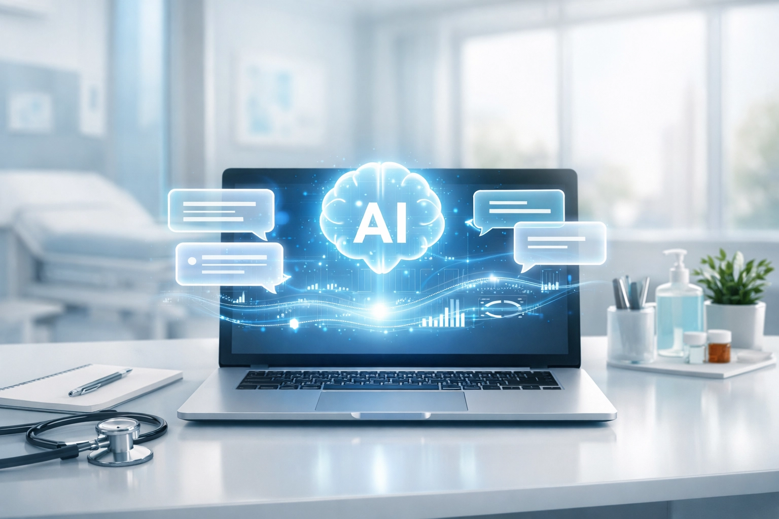 AI marketing interface showing chatbot technology for healthcare compliance in rehab marketing