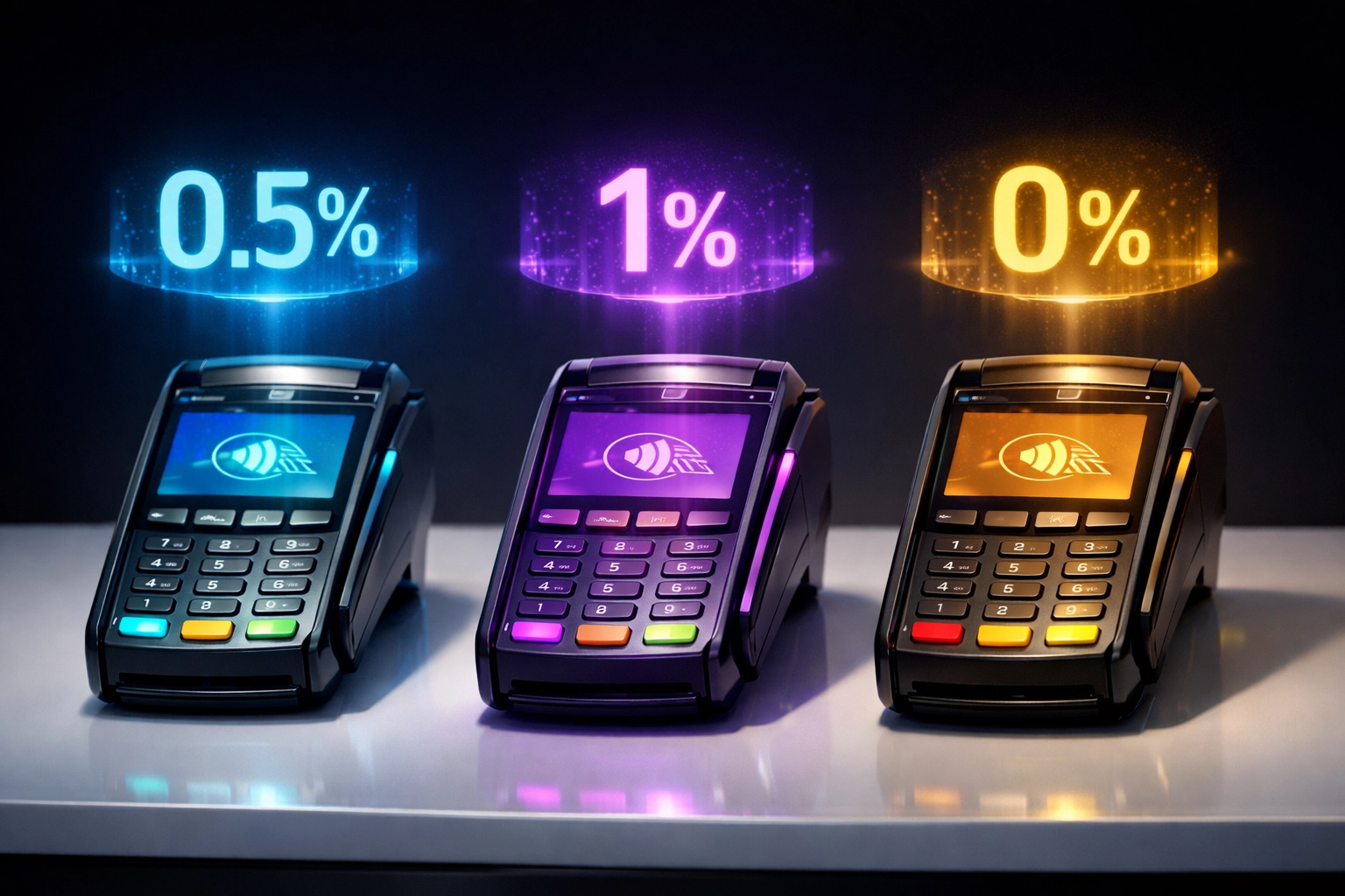 Crypto payment terminals comparing fee structures: NOWPayments, CoinPayments, and Larecoin zero-fee model