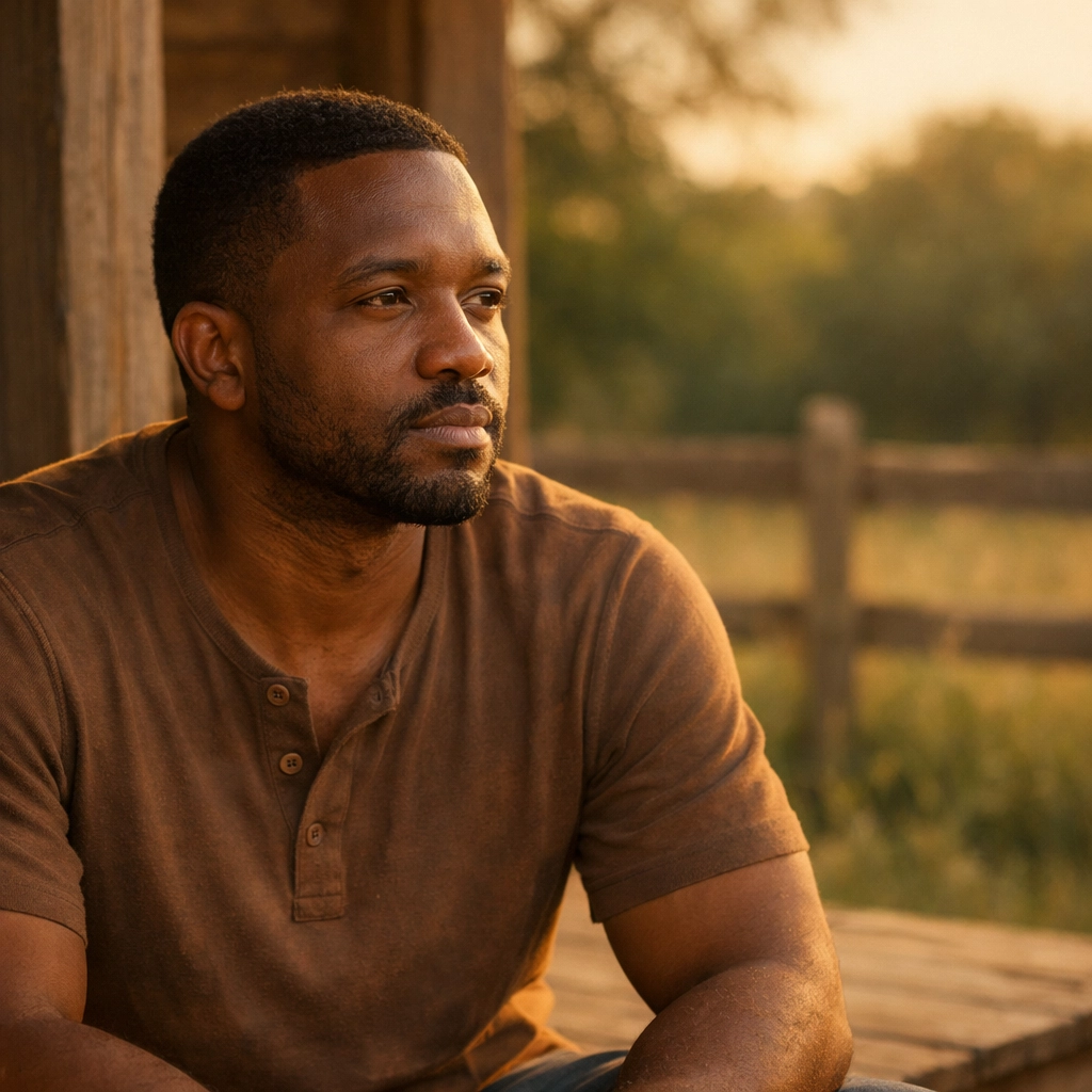 Man reflecting outdoors as part of emotional processing in trauma recovery