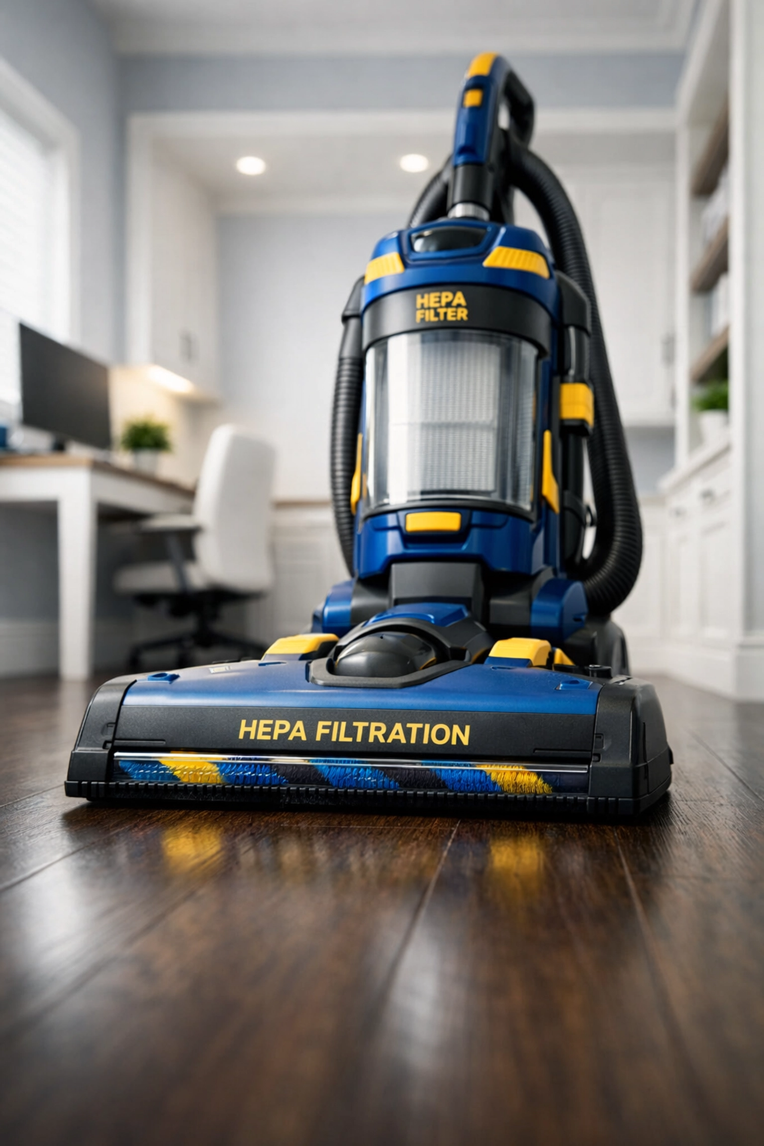 HEPA vacuum used for thorough post construction cleaning in a modern Franklin house hallway.