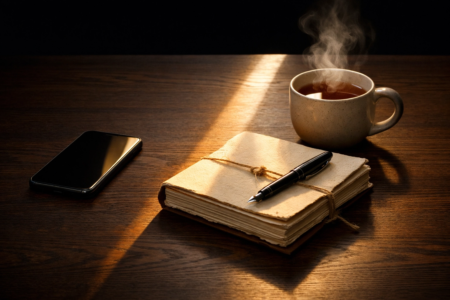 Choosing analog activities like journaling over smartphone use to improve focus and presence.