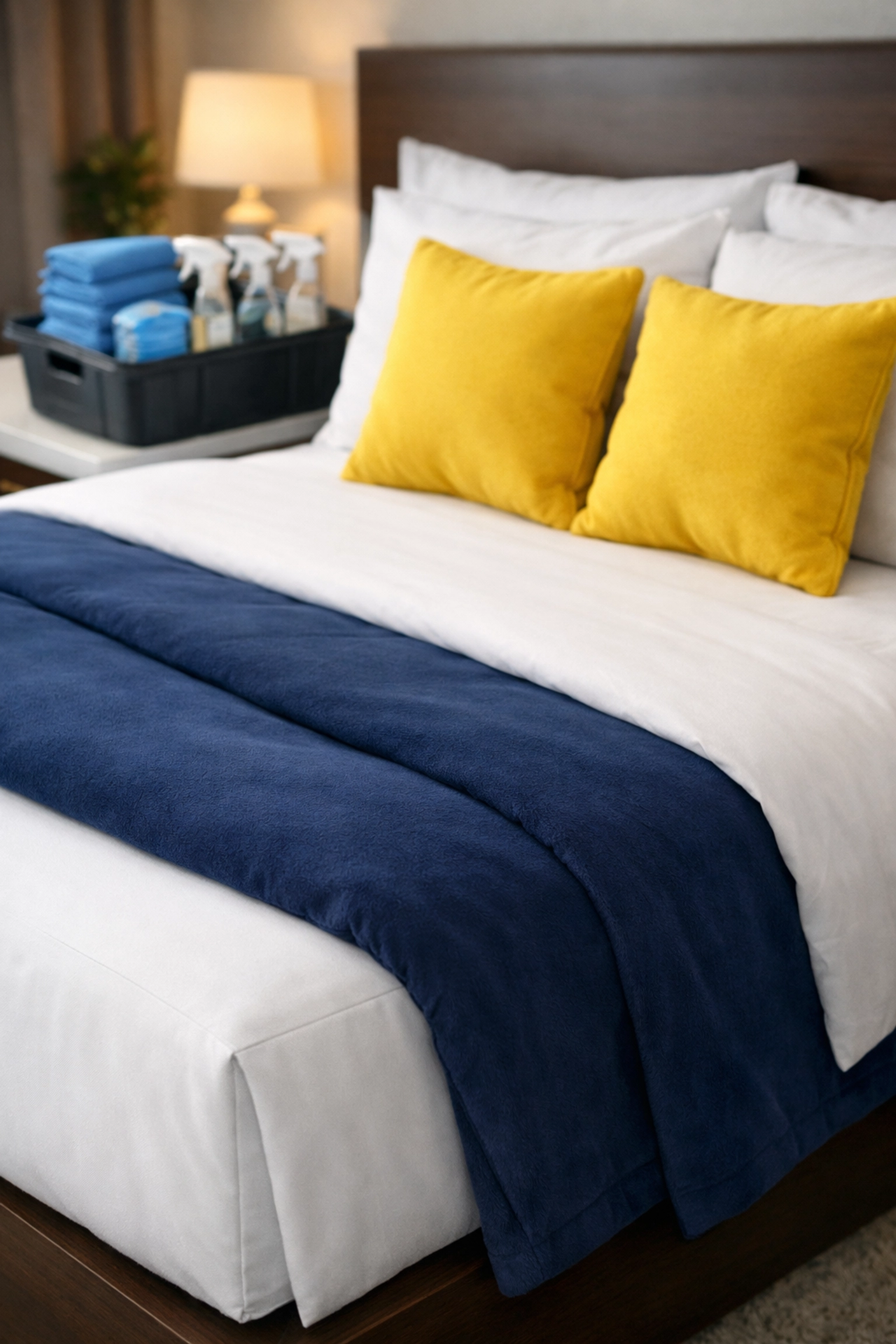 Professionally made bed in a clean Lunenburg master bedroom suite showing meticulous attention to detail.