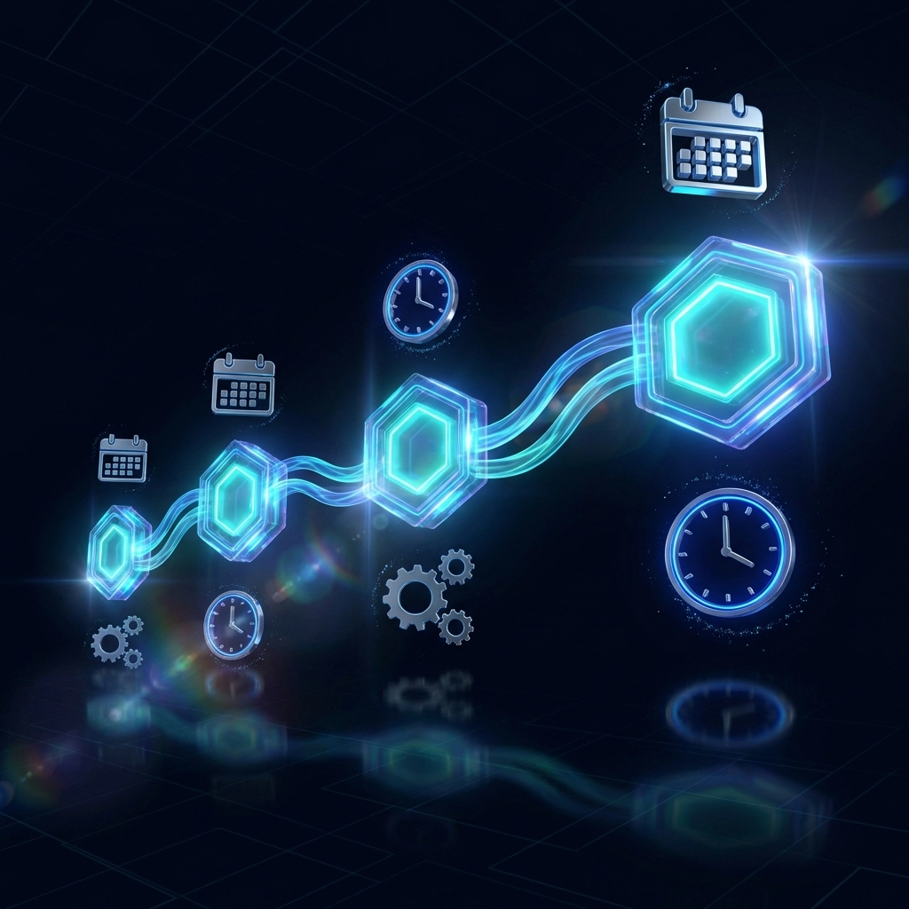 Digital timeline highlighting CMMC implementation phases, emphasizing key compliance milestones and deadlines for defense suppliers