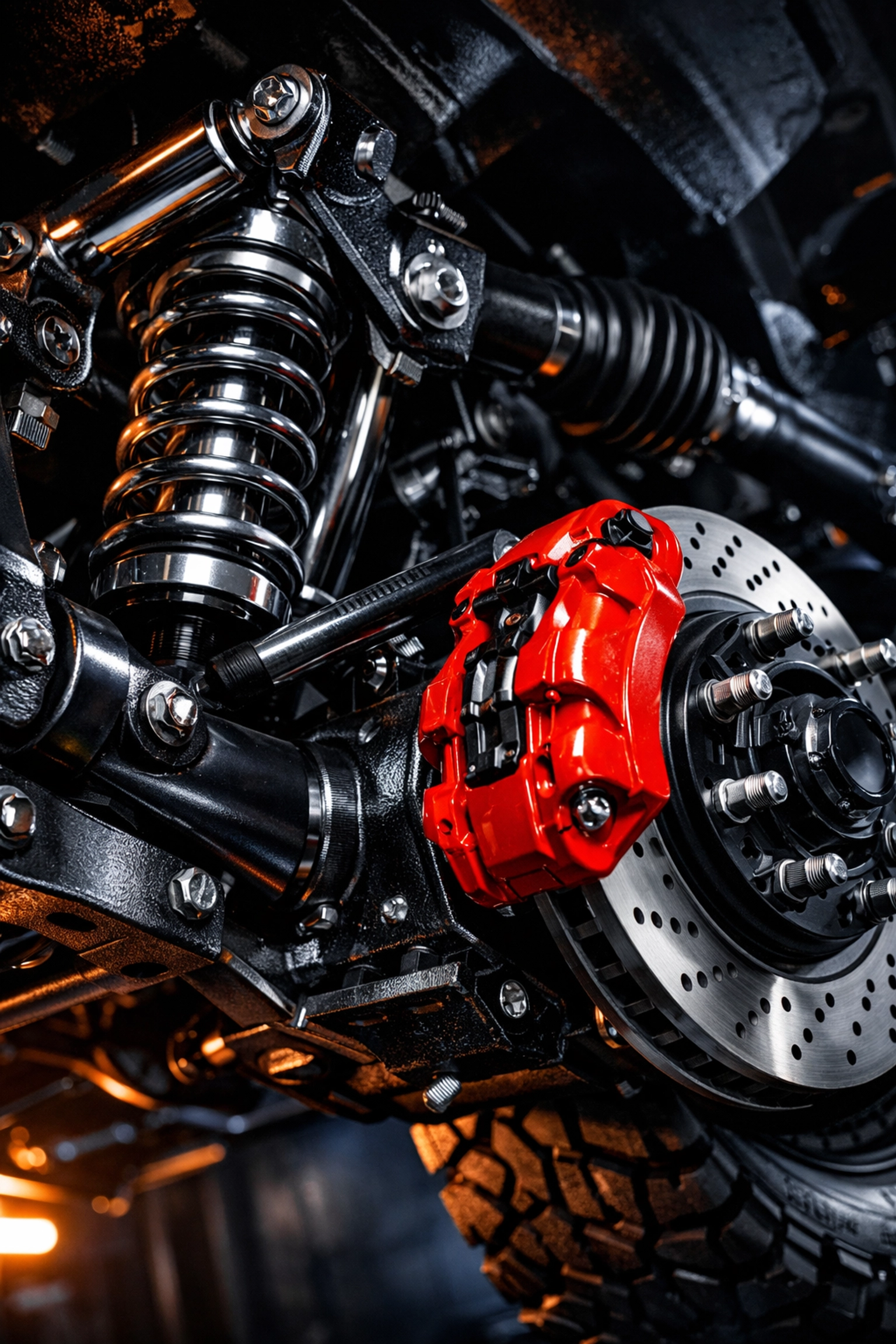 High-performance brake system and suspension components for off-road Jeep upgrades