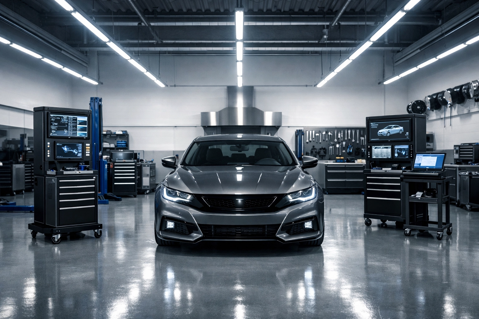 Modern auto repair bay at Arrow Automotive Repairs equipped for complex vehicle electronics.